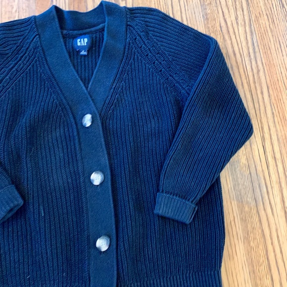 GAP Women’s Oversized Black Button-Front Woven Cotton Knit Cardigan Sweater Soft - Picture 9 of 13